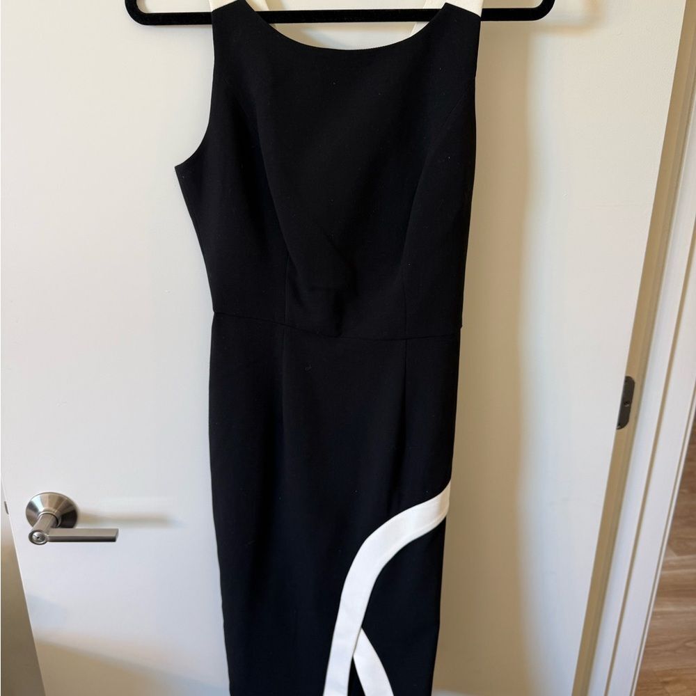 Black Halo Asymmetrical Black and White Dress